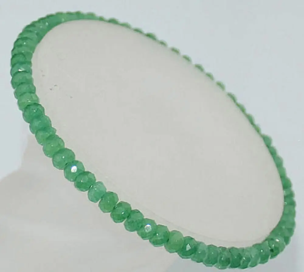 

Faceted 2x4mm Green Aventurine Rondelle Gemstone Beads Bracelet 7.5"-