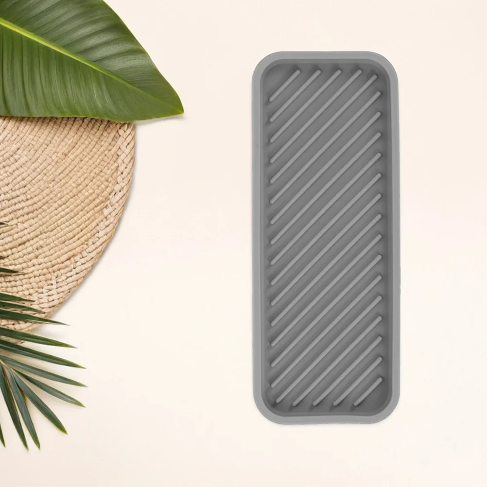 2 قطعة صينية سيليكون المنزلية الغرور المنظم متعددة الوظائف الحمام كونترتوب صينية غسول الصابون فرشاة الأسنان معجون الأسنان حامل #3