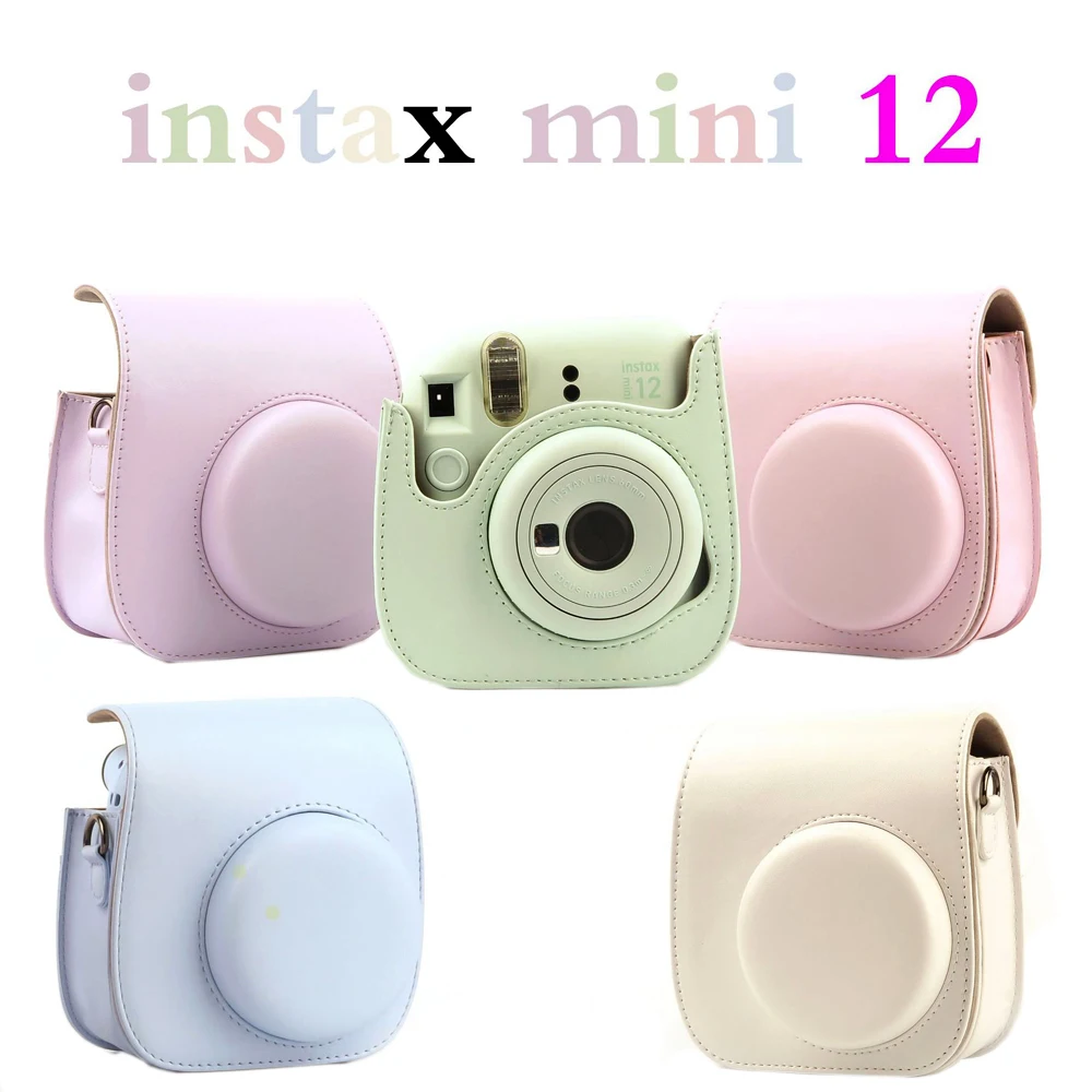 For Instax Mini 12 Camera Case PU Leather Soft Protective Case Trave Bag for Fujifilm Film Camera Bag with Shoulder Strap