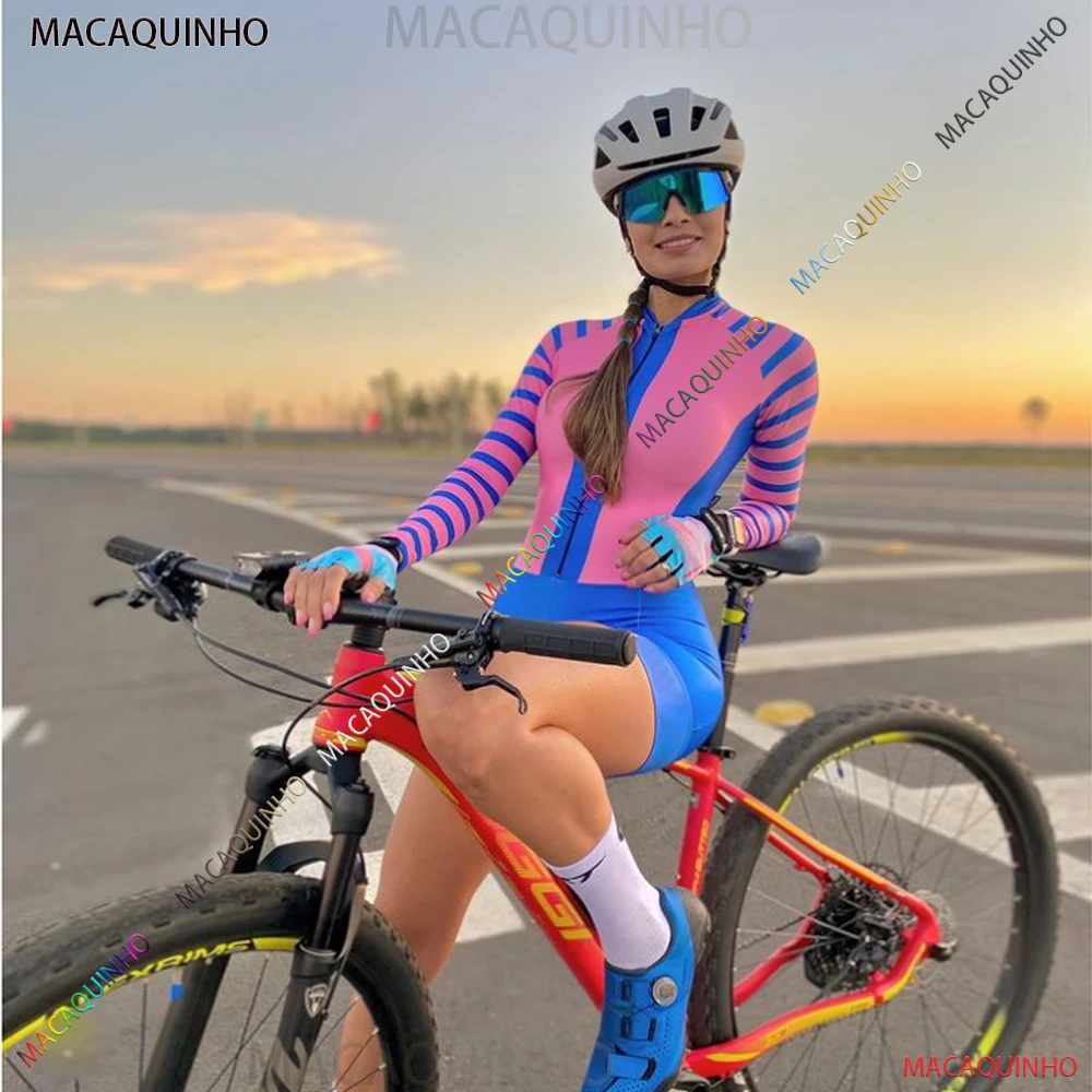 

Gel Triathlon Kafitt Women's Jumpsuit Mountain Bike Summer Long Sleeve Anti-UV Cycling Monkey Skinsuit