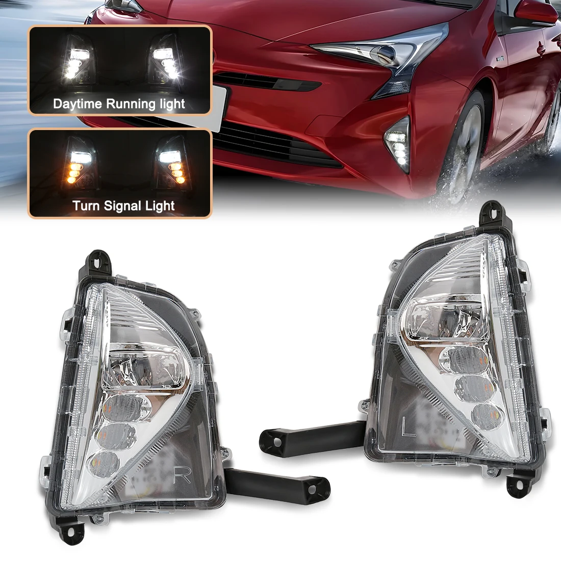 

Светодиодные ДХО для Toyota Prius 2016 2017 2018 дневные ходовые огни противотуманные фары янтарный указатель поворота DRL дневные фары автомобильные аксессуары 12 В