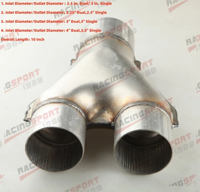

2.25" 2.5" 3" Onlet Universal Car Exhaust Y-Pipe Aluminized Exhaust 3-Way Pipe 2.25" 3" Inlet Adapter Connector Exhaust Y Tubes