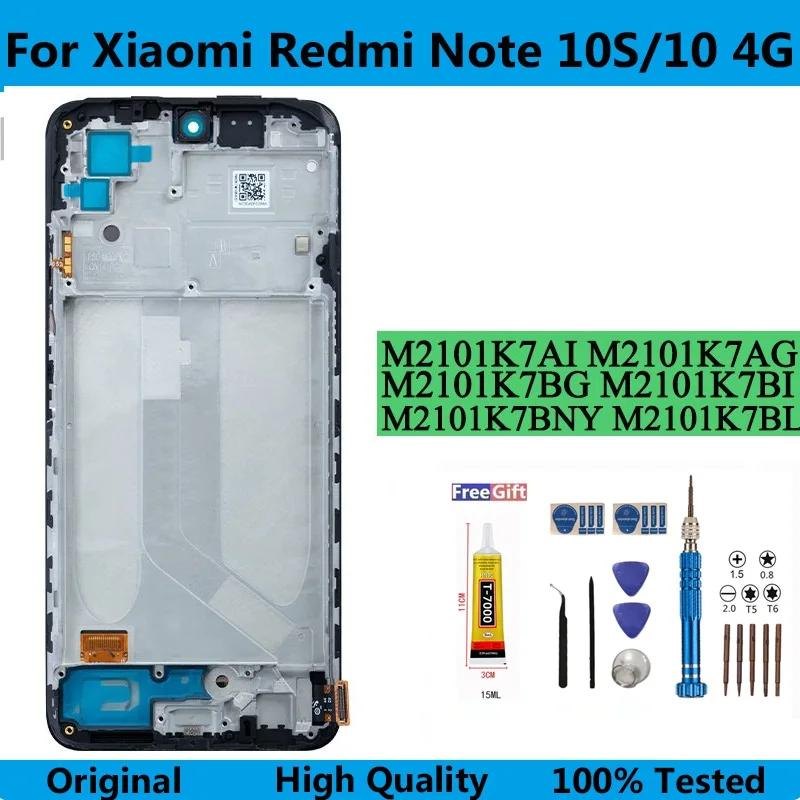 

Redmi LCD For Xiaomi Redmi Note 10 Redmi Note 10S 4G Touch Screen Digitizer Panel Assembly M2101K7AI M2101K7BG