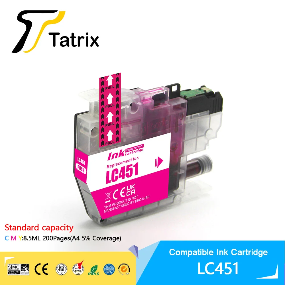 خرطوشة حبر متوافقة مع السعة القياسية من Tatrix LC451 LC 451 للطابعة Brother DCP-J1050DW، DCP-J1140DW، MFC-J1010DW
