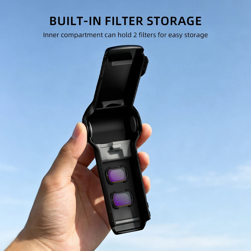 BRDRC Pocket 4 Protective Case Flip Protective Cover for DJI OSMO Pocket 4 Accessories Lens Screen Case Filters Storage Slots
