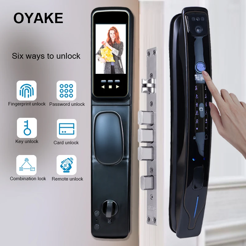 

Smart Fully Automatic Door Lock Electronic Peephole Biometric Fingerprint Password Card Key Unlock U Smart Go Remote Control