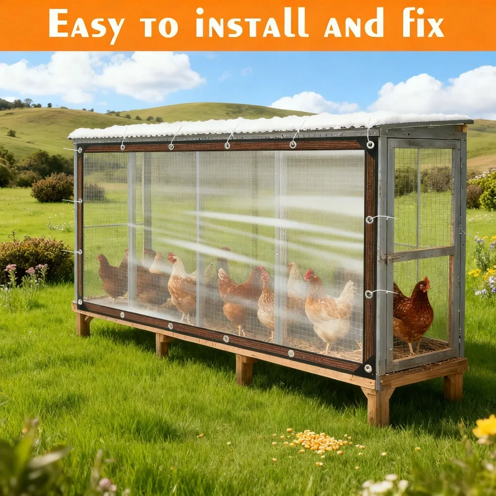 Semi Transparent Chicken Coop Cover Thickened Insulation Water Proof Chicken House Cover PE Tear Resisting Winter Coop Cover