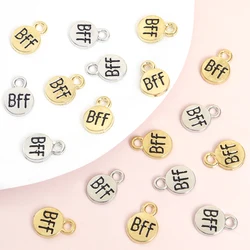 20pcs Retro Style Letters BFF - Best Friend Forever Round Drip Oil Alloy Charms for DIY Friendship Jewelry-Ideal Gift for Friend