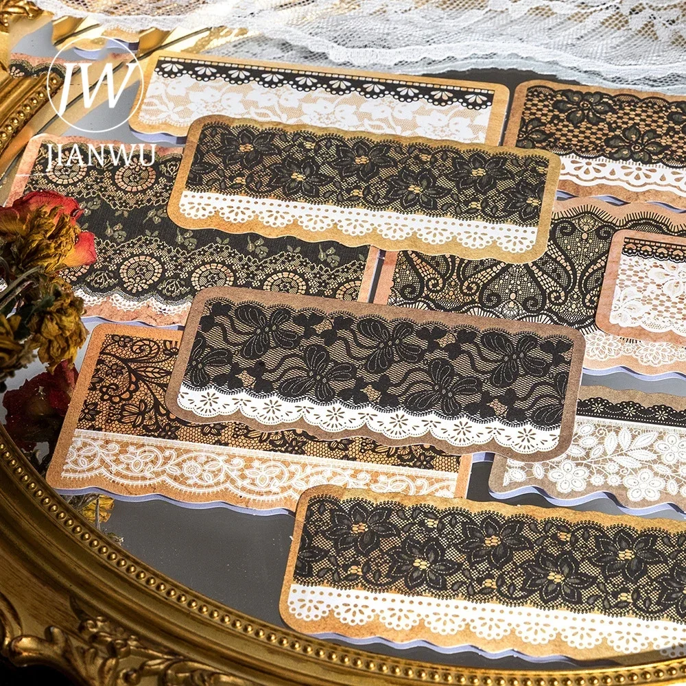 

JIANWU винтажная коллекция кружева серии ретро кружево с цветочной каймой пейзажный материал наклейка для коллажа креативный журнал канцелярские принадлежности