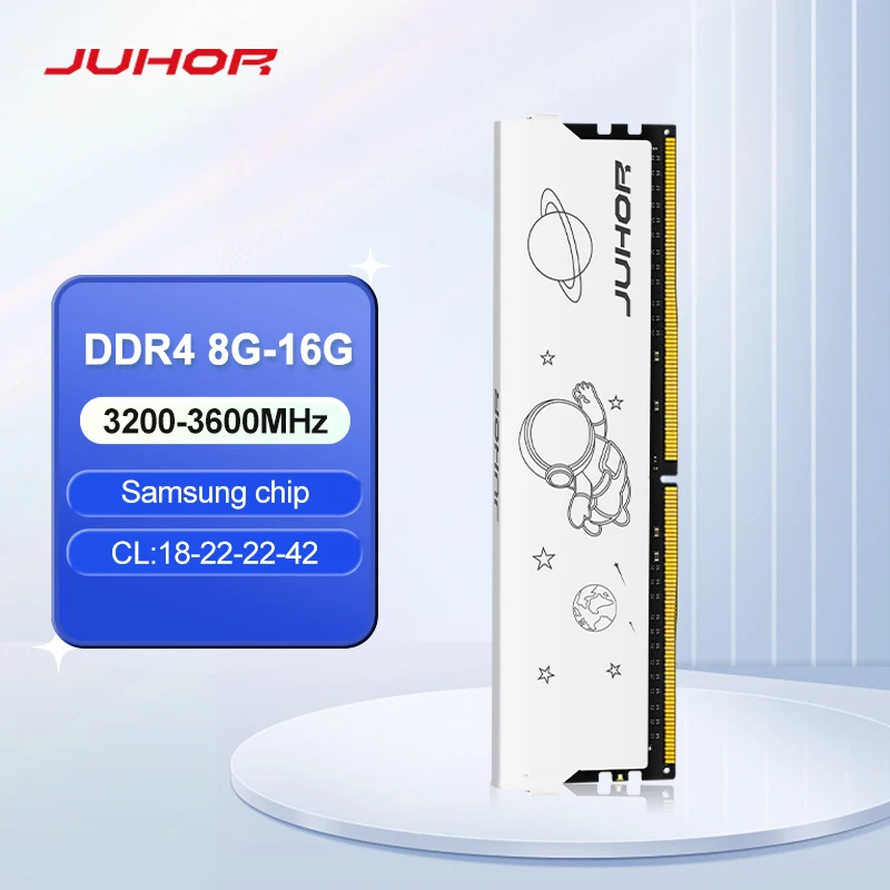 

JUHOR DDR4 8GB 16GB 3200MHz 3600MHz 16GBX2 8GBX2 New Dimm XMP2.0 Desktop Gaming Memoria Rams Granules of Samsung