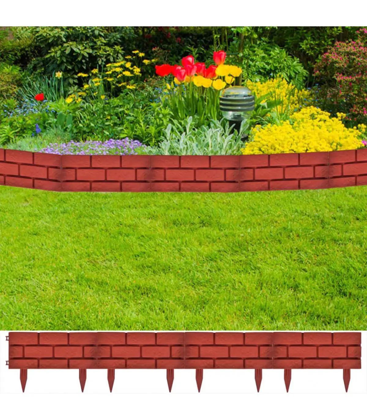 11 PCs Brick color Lawn Separator Gate Garden Edges