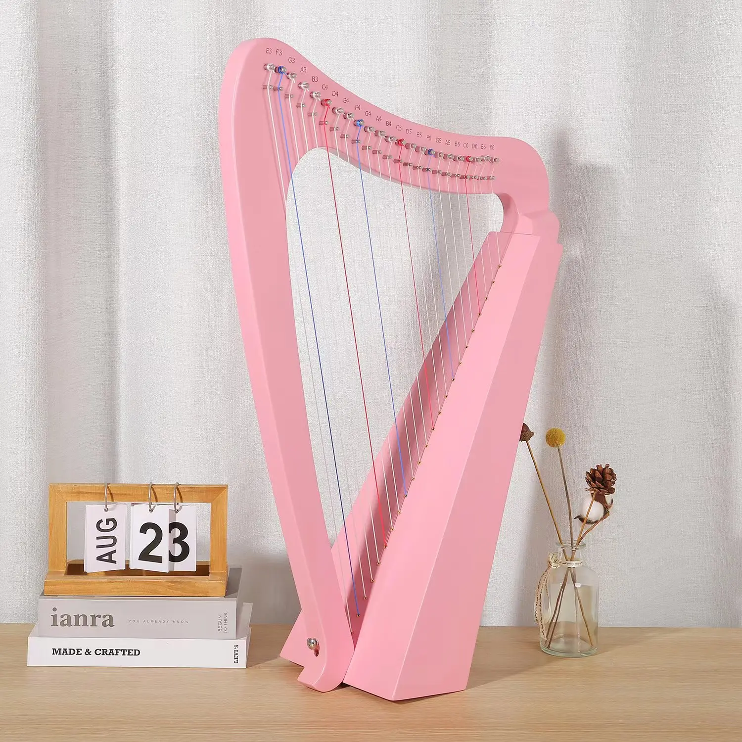 

Harp 23 String Lyre Mahogany Musical Instrument 19-Strings Half Key Lyre Stringed Instrument With Handbag Spare String