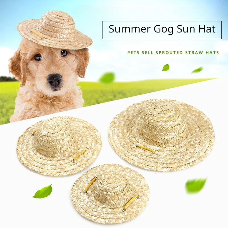 

Vintage Farmer Cat Dog Hat Sun Straw Hat Small Medium Pet Kitten Hat Cute Summer Shade Clothing Accessories