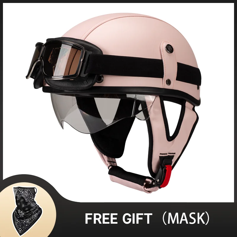 

Fashion Pink Motorcycle Helmets Capacete De Moto Helmet Riding Racing Motorbike Scooter Half Face Helmet Men Women Summer