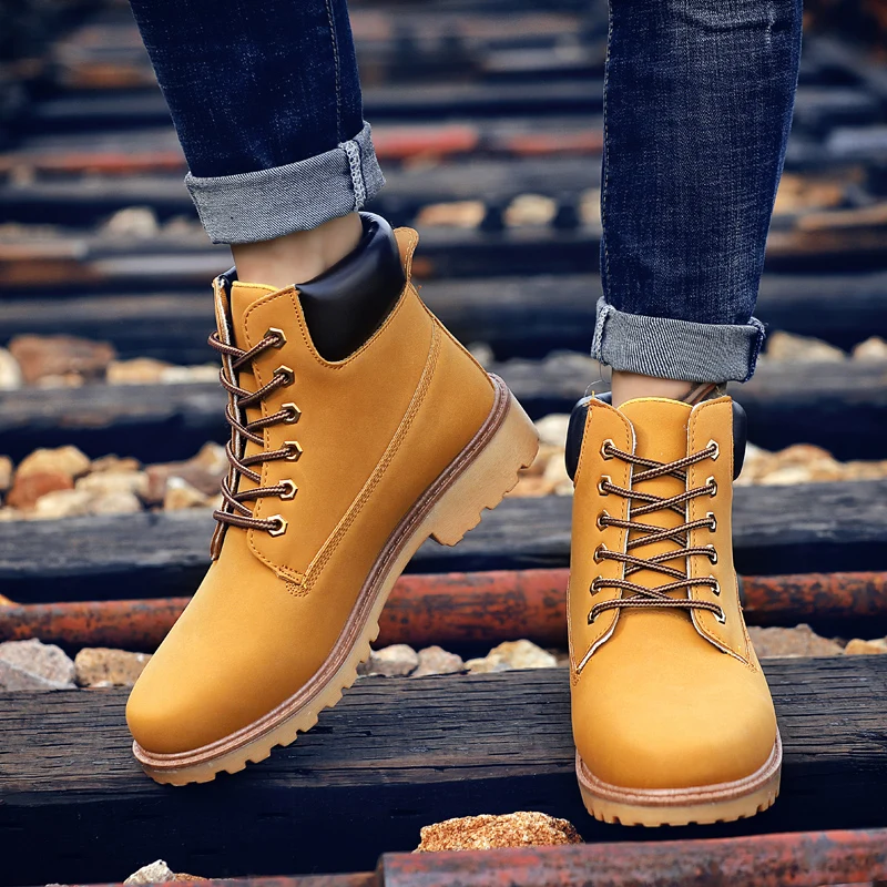 Hot Sale 2022 New Winter Shoes Men\'s Flat Boots Fashion Warm Shoes Brand Men\'s Ankle Boots Plus Size 46