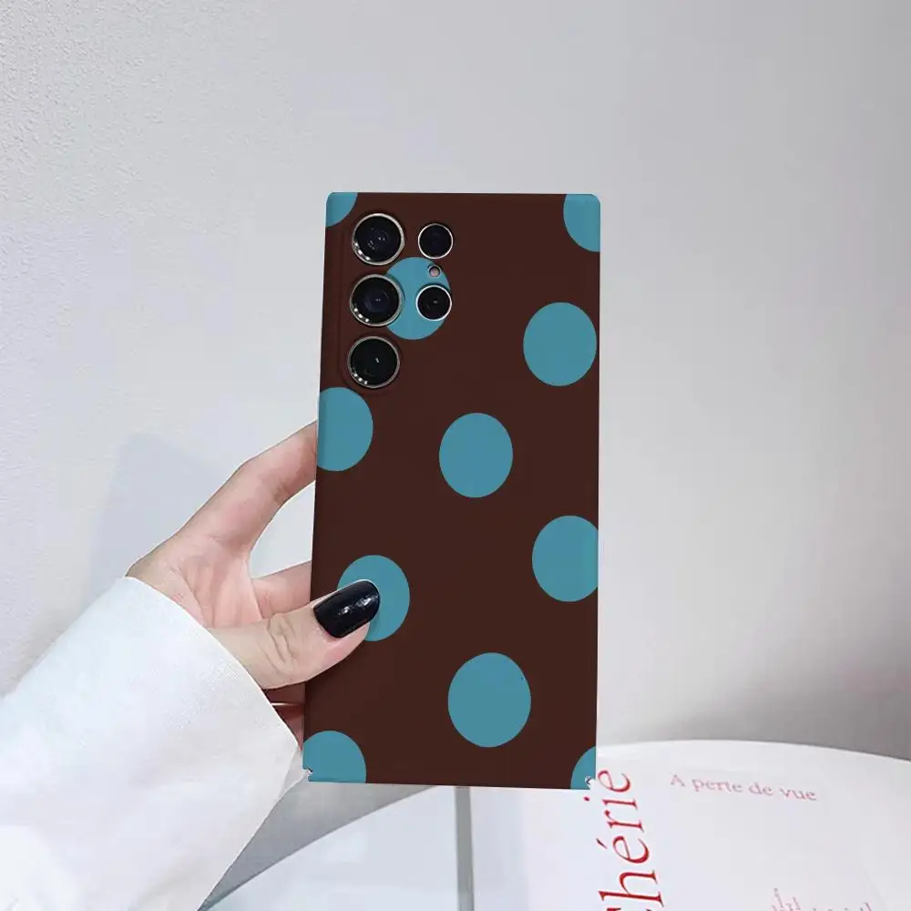 Vollbild Polka Dots Ins Koreanische Süße Handyhülle Für Samsung S25 24 23 ULTRA Plus S22 Glänzende HD Hard Cover Film Shell