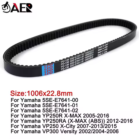 5SE-E7641-00 1006x22.8 Drive Belt for Yamaha YP250R YP250RA X-MAX Xmax VP250 X-City VP300 Versity 5SE-E7641-01 5SE-E7641-02