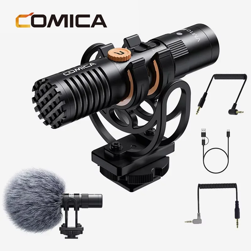 Comica VM10 PRO On-Camera Cardioid Shotgun Microphone with Shock Mount for Android iPhone DSLR Camera Gopro DJI Action 3
