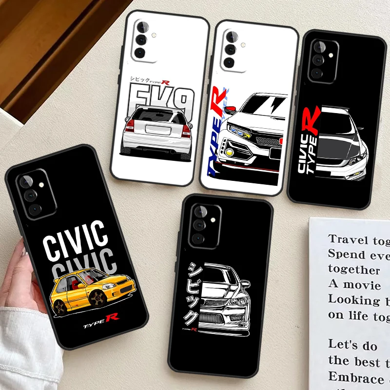 JDM Type R Civic Sport Car Case For Samsung Galaxy A34 A54 A14 A24 A53 A33 A13 A52 A32 A22 A12 A71 A51 A15 A25 Coque