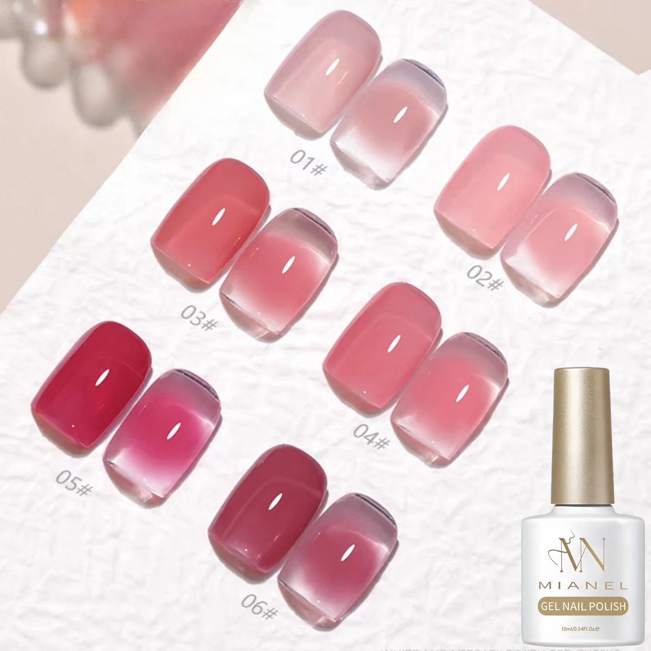 MIANEL 10ML Frühlingsrosa Nägel Feuchtigkeitsspendender Transparenter Nude Jelly Gel Nagellack 2026 Neues Design Langanhaltender Basis-Farbgel