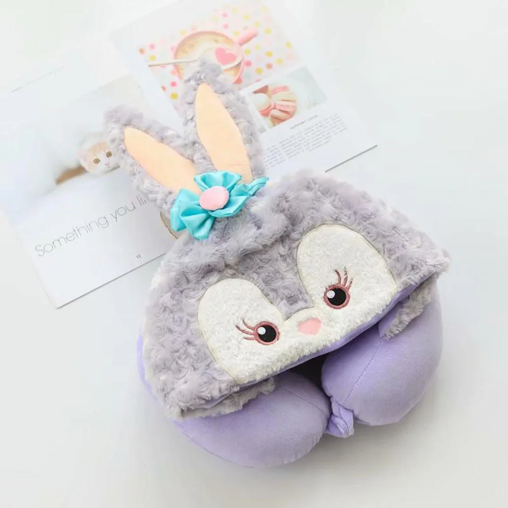 Kawaii Disney Anime Hobby Doll Toy Stitch StellaLou Cute U Pillow Hooded Comfortable Airplane Travel Napping Neck Pillow Gift