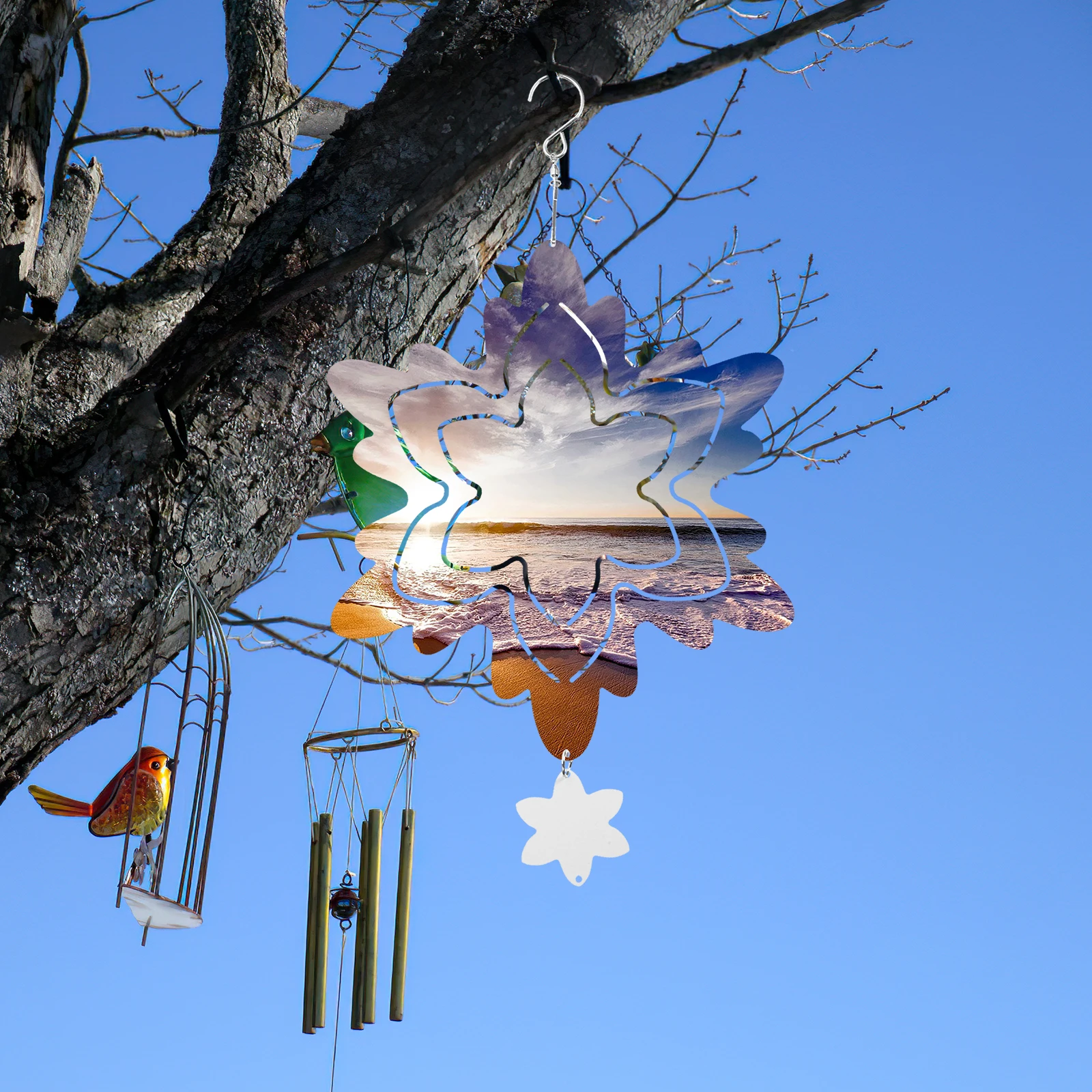 

Metal Wind Aluminum 12 Corner Hanging Wind Spinners Star Sublimation Blank Spinners Garden Hanging Decor Yard Pendulum