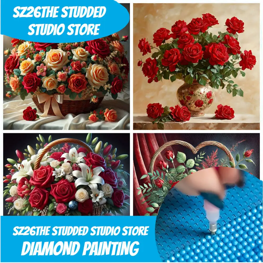 

Sz26The StuddedFull Diamond Embroidery Colorful Flowers Diamond Painting Cross Stitch Patterns Rhinestone Unfinished Home