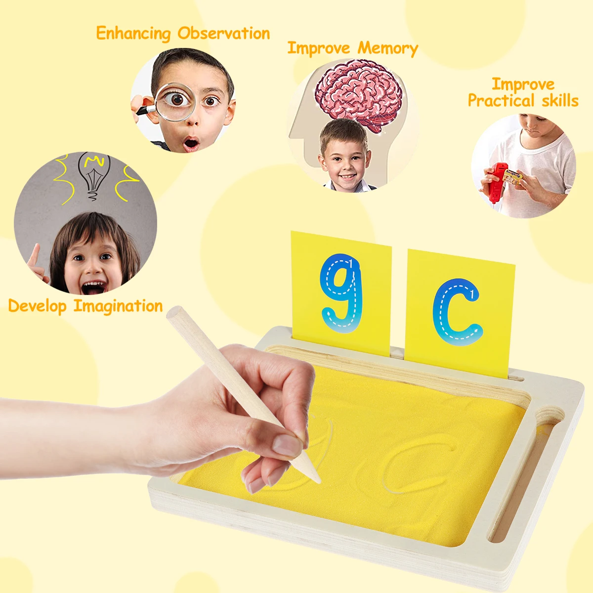 Sand Tray Drawing Board Montessori Sand Tray Wooden Sand Trays For Kids Early Education Letters Learning Tools Educational Toys