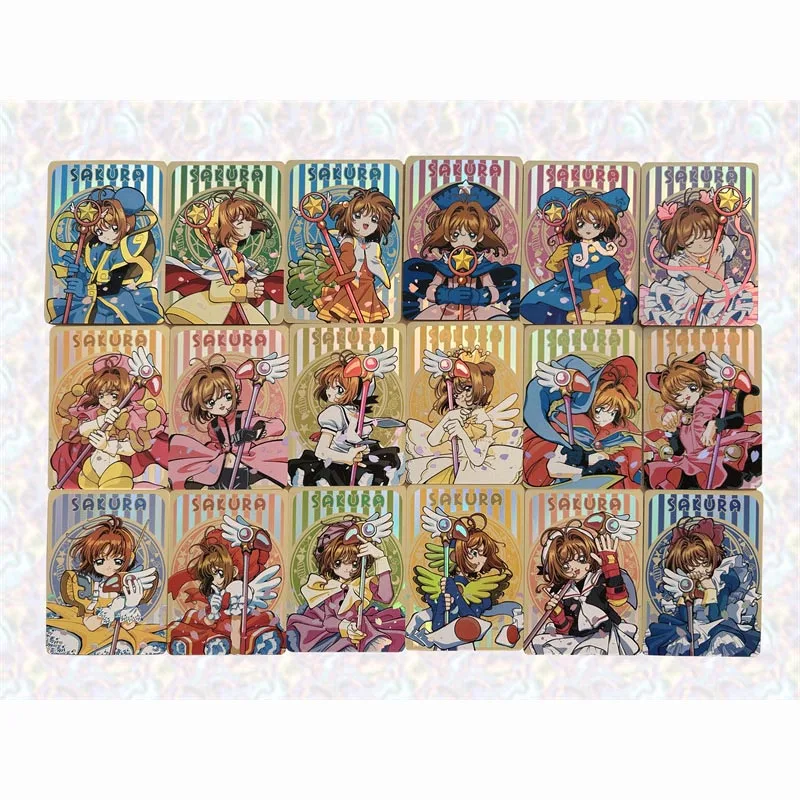 18pcs/set Cardcaptor Sakura Sakura Kinomoto DIY self-made Color Flash Card Anime Game Collection Card Gift Toy 63*88mm