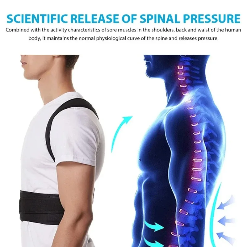 1 Reinforced Belt Lumbar Column Posture Corrector Vest Adjustable Back Support Strap Shoulder Spine Brace Neck Stretcher Trainer
