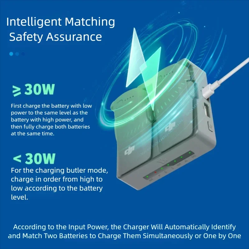 For DJI Neo 2 Drone Battery Two Way Charger Portable Fast Charging Hub Butler for NEO2 Battery Simultaneously Charging Accessory