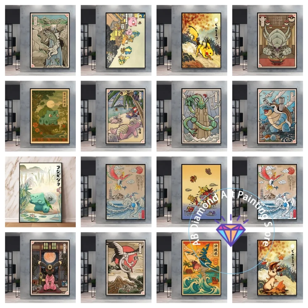 

Pokemon Gengar Blastoise Cartoon Character Square Round AB Diamond Painting Kit DIY Cross Stitch Handmade Crafts Home Decor Gift