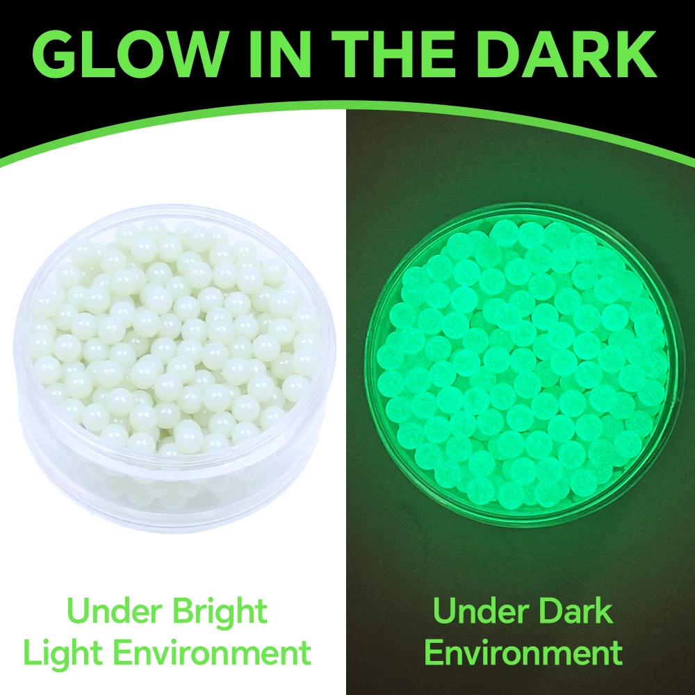 

7FG 6mm Glow In Dark Fluorescent Plastic Round Beads, Luminous Replacement Balls for Outdoor Shooting Game Toy Accessories
