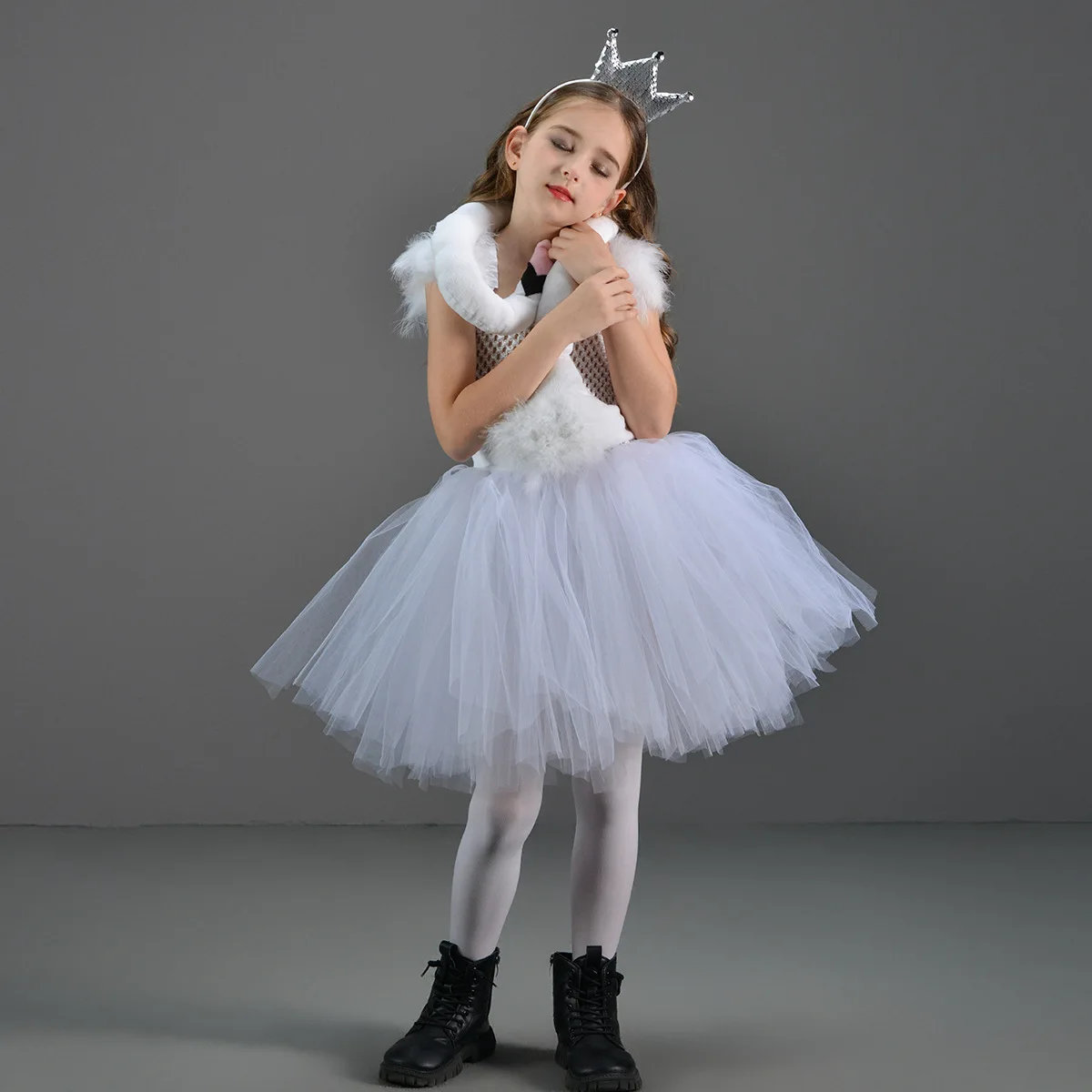 Halloween Cosplay Swan Tutu Swan For Children\'s Role-playing Stage Performance Costumes Swan Skirts Set Halloween Party Costume