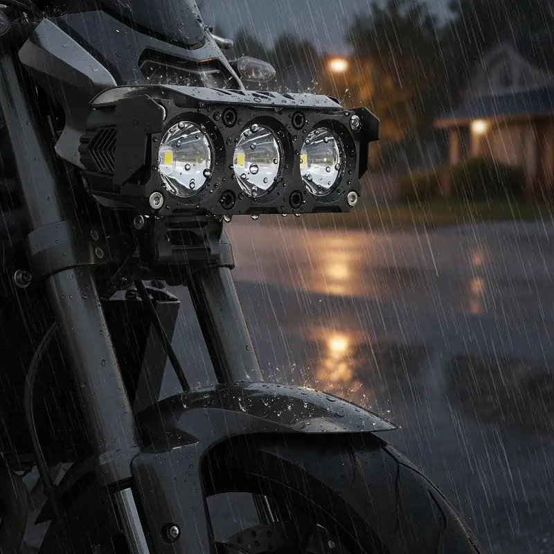 1PCS Motorcycle LED Spot Light Dual Color Hi/Low Beam Fog Lamps For Car Trucks SUV UTV 12V Mini Lens Headlight Driving Light