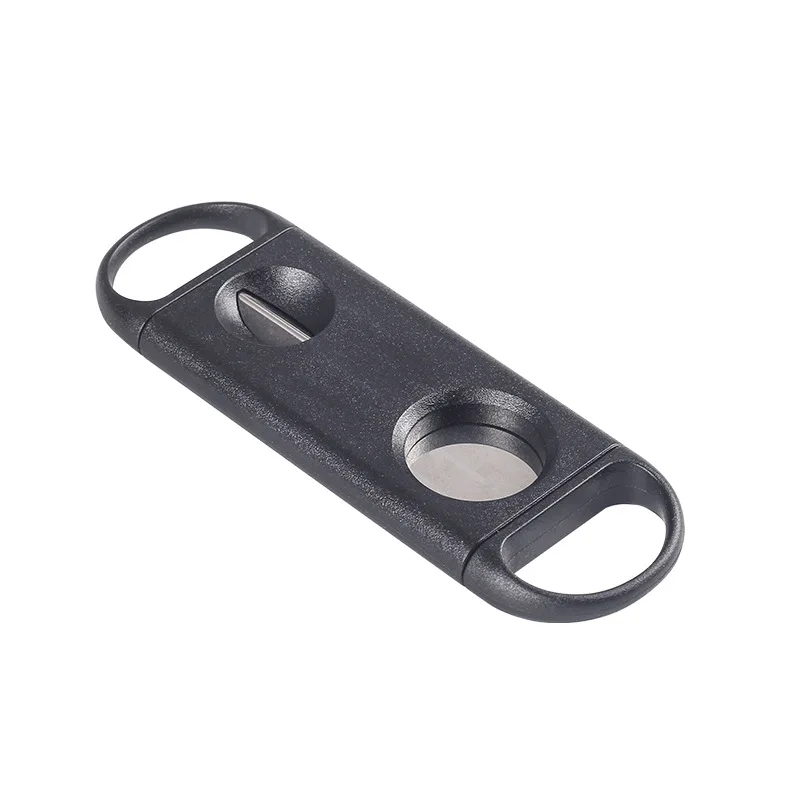 DEJAYA Cigar Cutter ABS Case Stainless Steel V Shape Sharp Blade Cigarro Knife Hole Opener Smoke Cigarrera Accessories Dual Use