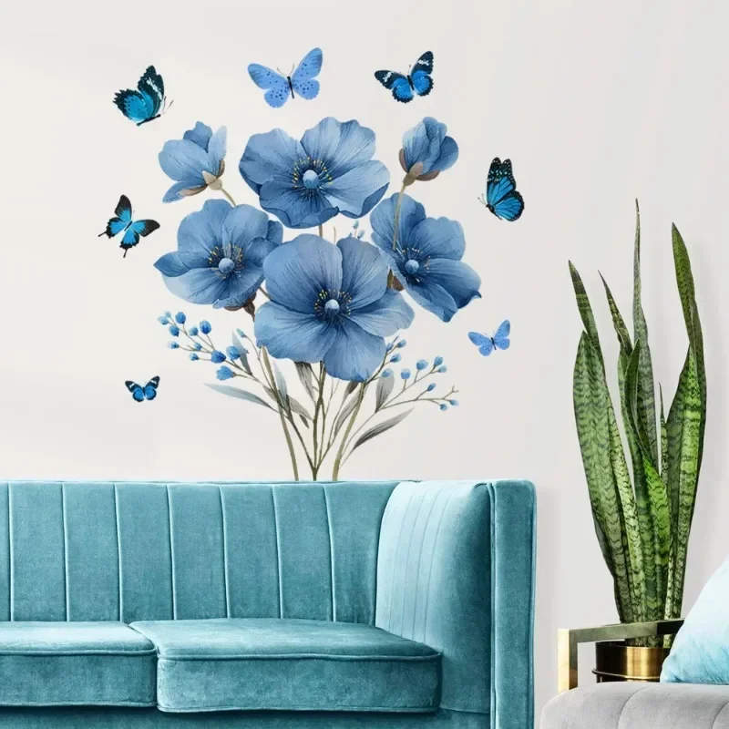 1pcs 30-40cm Flower Butterdly Wall Art Decoration Home Background Simple Self-adhesive Waterproof Wall Stickers for Kids Room