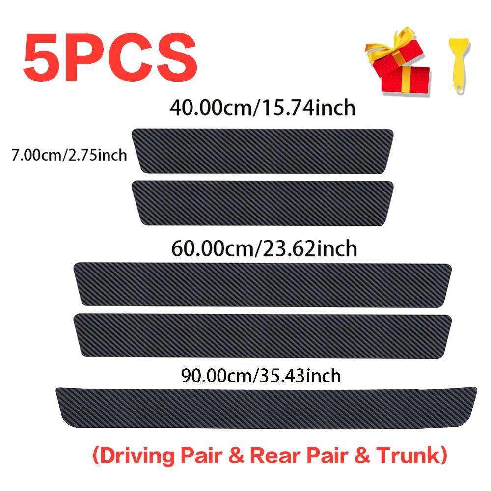 Auto Tür Sill Schutz Carbon Faser Für Schwelle Verschleiß Platte Film DIY Wasserdichte Anti Scratch Streifen Aufkleber Stamm Dekor