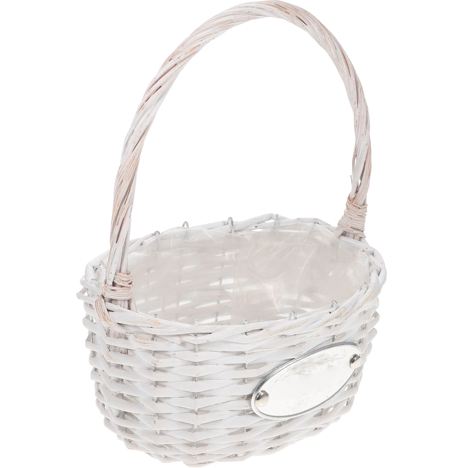 

Wicker Flower Bridal Decoration White Portable Bride Photo Prop Wedding Storage Container Fruit Basket Reusable