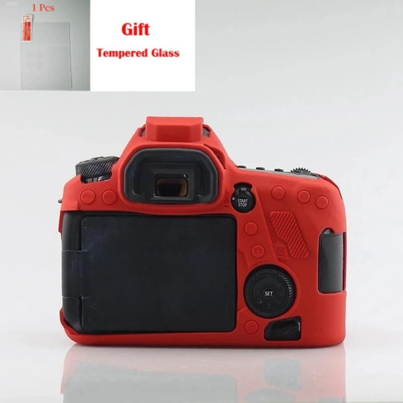 Rubber Camera Case Bag , For Canon 6D2/ 6DII  Special Photography SLR Soft Case Protective Cover + 1PCS Free Tempered Film
