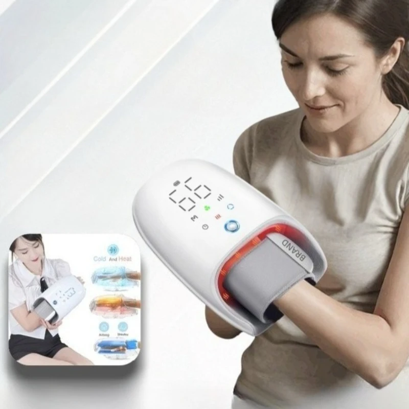 Hand Massager with Warm Sensation and Hot Compress, Real Palm Kneading, Airbag Pushing and Pressing  Hand Massage Instrument