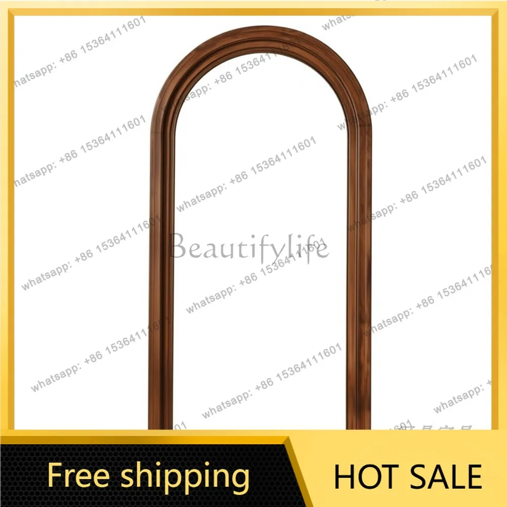 YJ American Luxury Arched Full Length Mirror Mid‑Century Floor Unit For Dressing Room Home Decor