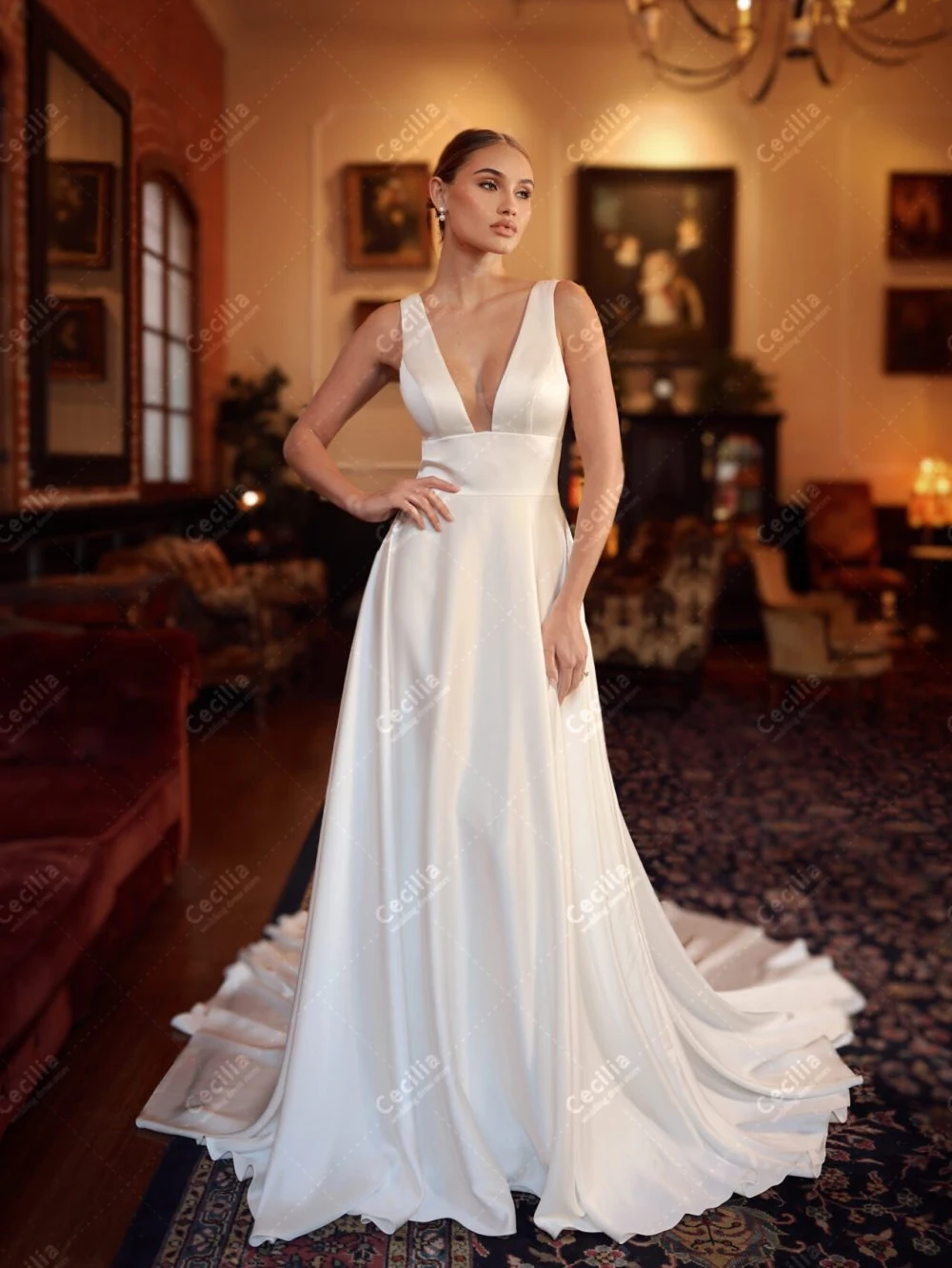 Gracioso vestidos de casamento uma linha vestidos de noiva de cetim sem mangas sem costas roupões para festa formal vestidos de novia personalizado 2025