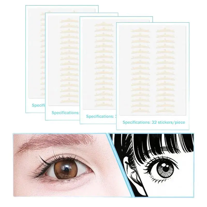 Double Eyelid Tape Sticker With Auxiliary Tool Invisible Fold Eyelid Paste Clear Beige Stripe Self-adhesive Natural Eye Makeup