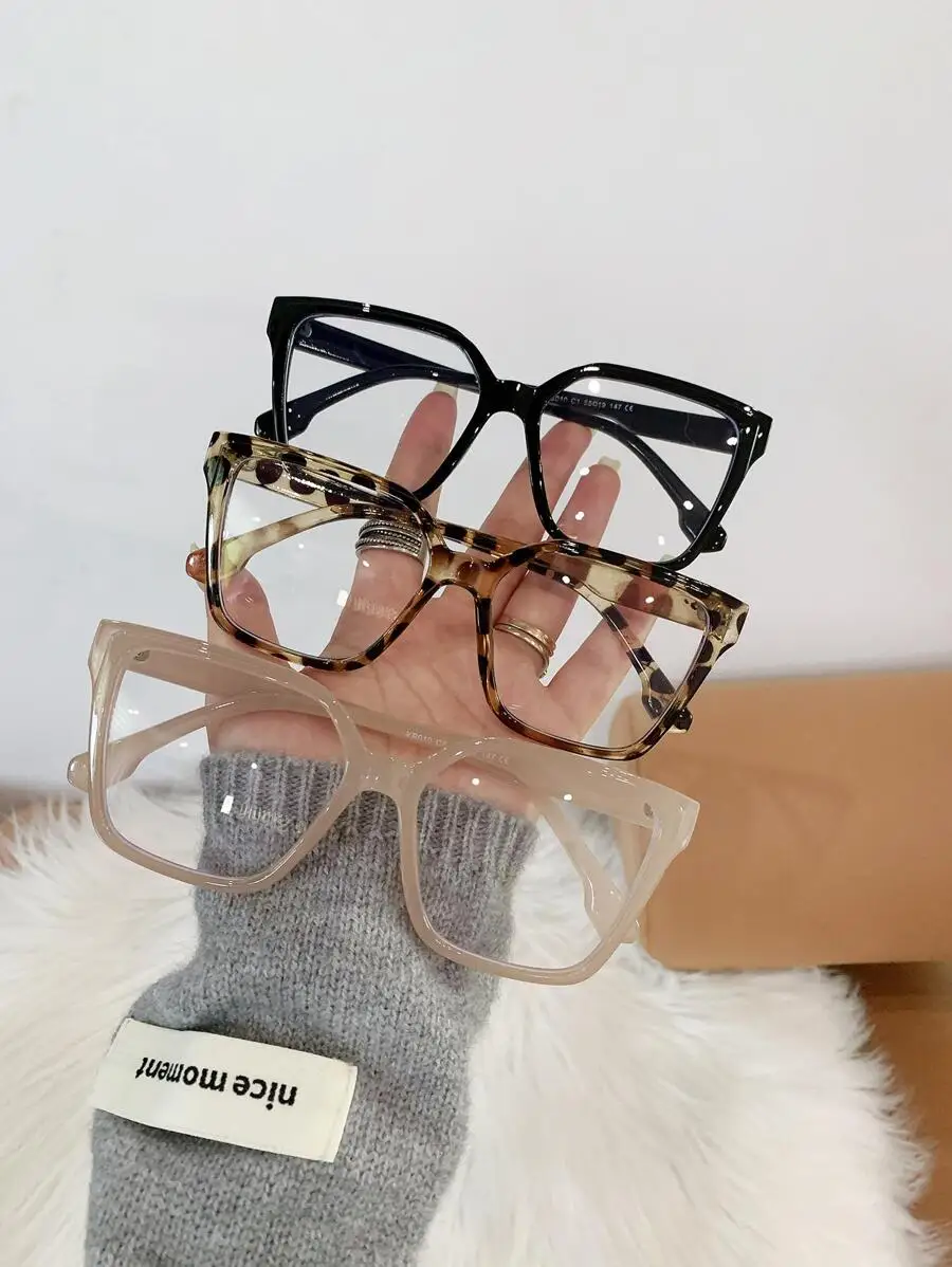 

3pcs Fashion Women's Pc Frame Clear Lens Glasses With Solid Or Tortoise Shell Color, Fashion Accessory Perfect For Reading, Gaming, TV And Phones Beach Accessories For Women Glasses Shades