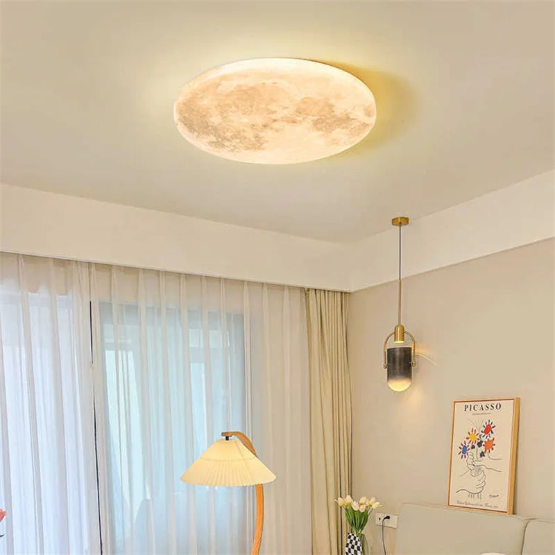 Nordic Moon Ceiling Light Led Bedroom Decoration Lamp Balcony Bathroom Dimmable Room Indoor Lighting Induction Wall Light  Moon