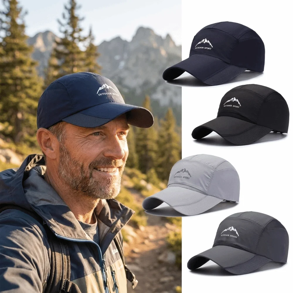 Mountain Printed Quick Dry Baseball Cap Adjustable UV Protection Breathable Mesh Sun Hat Extended Brim Fishing Sun Hat