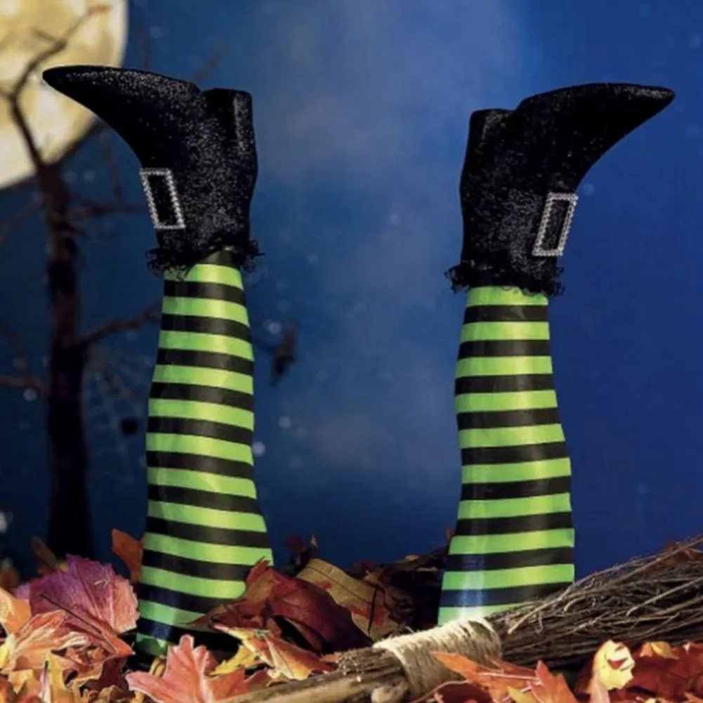 1PCS Halloween Decoration Evil Witch Leg Decoration Inverted Evil Witch Feet Boots Stakes Courtyard Lawn Outdoor Garden Props
