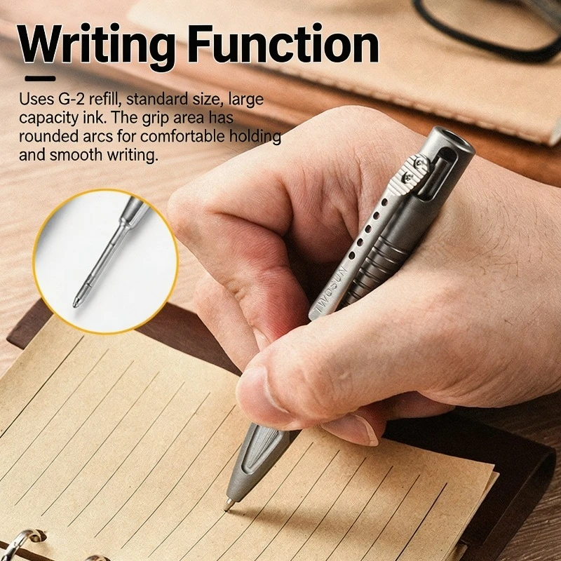Titanium Tactical Pen Portable Multi‑function Anti‑Corrosion Titanium Alloy Ballpoint Pen Outdoor EDC Signature Pen Gift for Men