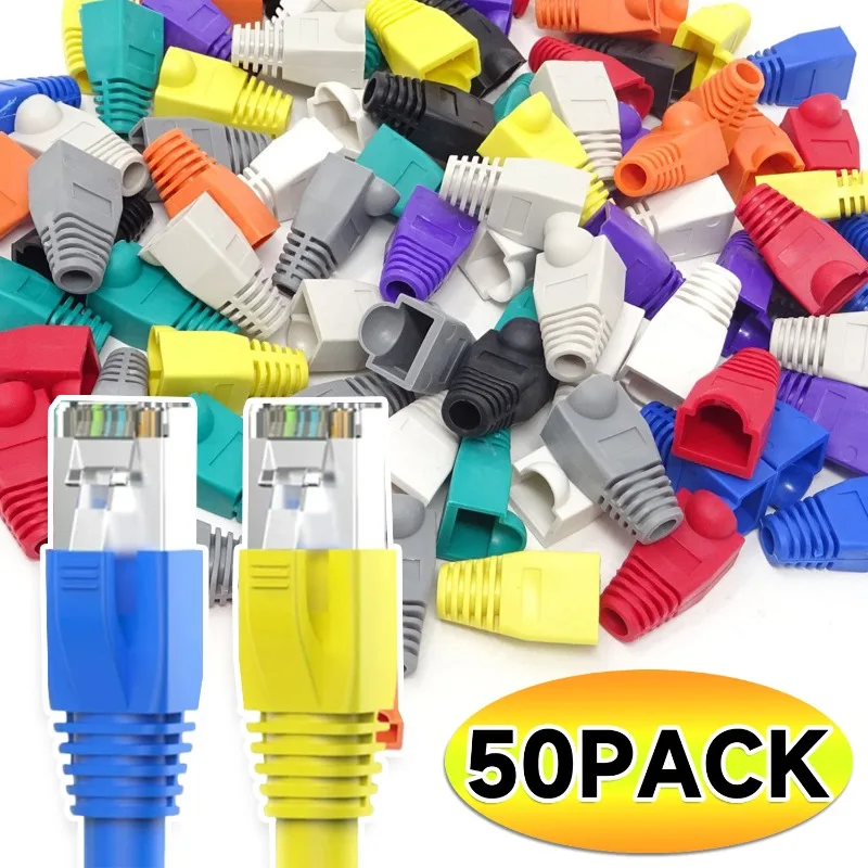 Mixed Color CAT5E CAT6 Universal RJ45 Ethernet Network Cable Strain Relief Boots Cable Connector Plug Cover Protective Seelve